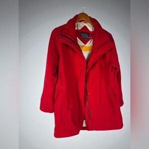 Pendleton Red Wool Blend Coat Medium Hudson Bay Stripe Lining